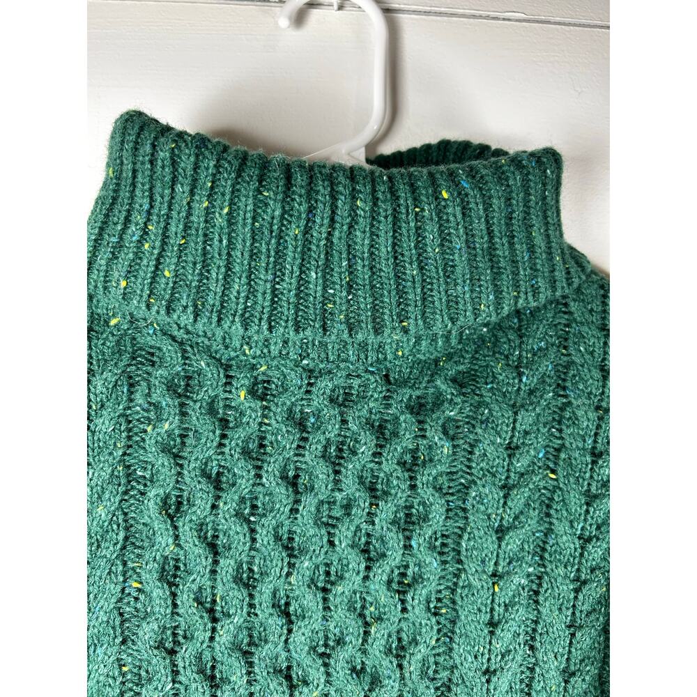 Lands' End Women's Green Cable Knit Turtleneck Sweater; Size M - Picture 3 of 8